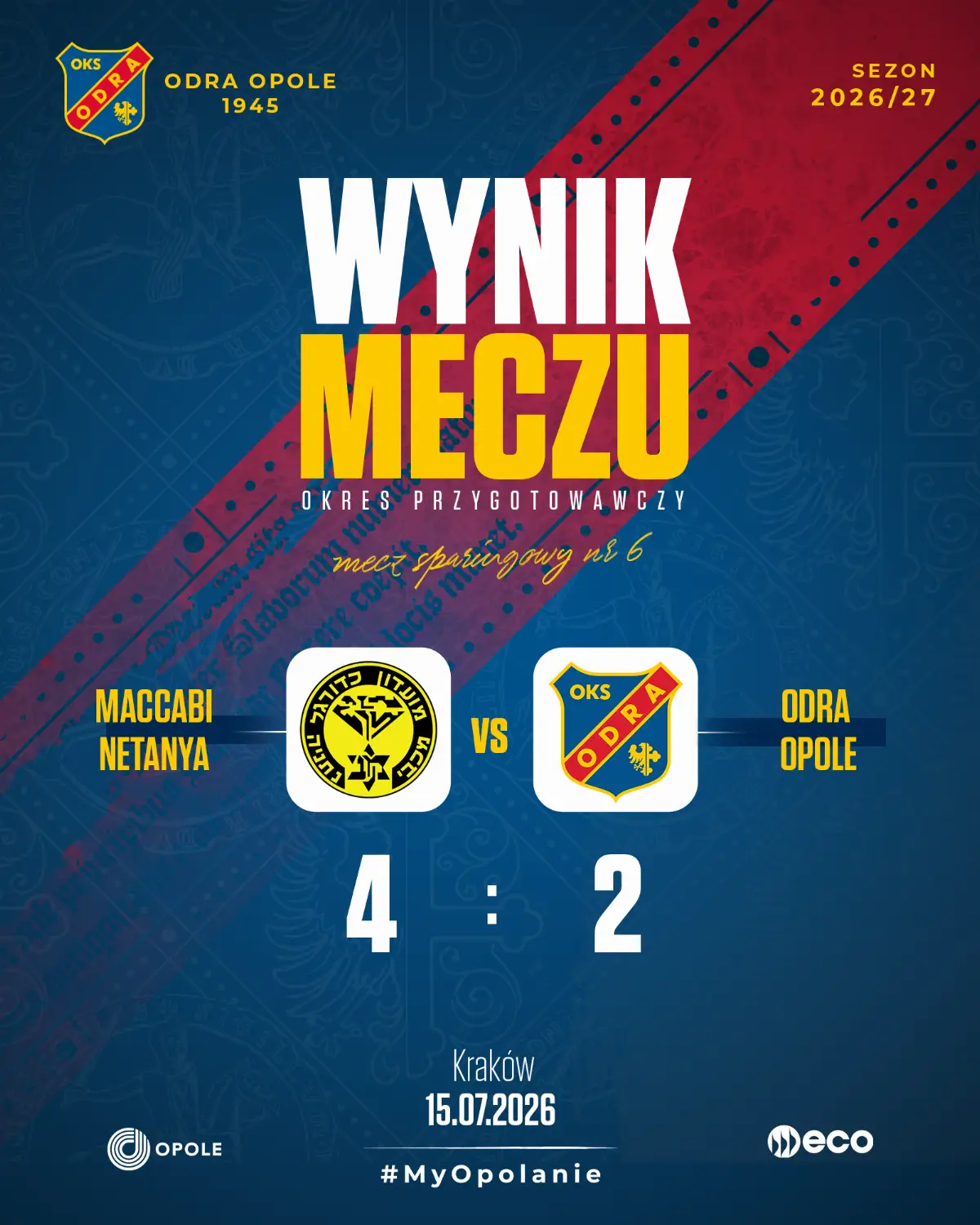 Sparing: Odra Opole przegrywa z Maccabi Netanya