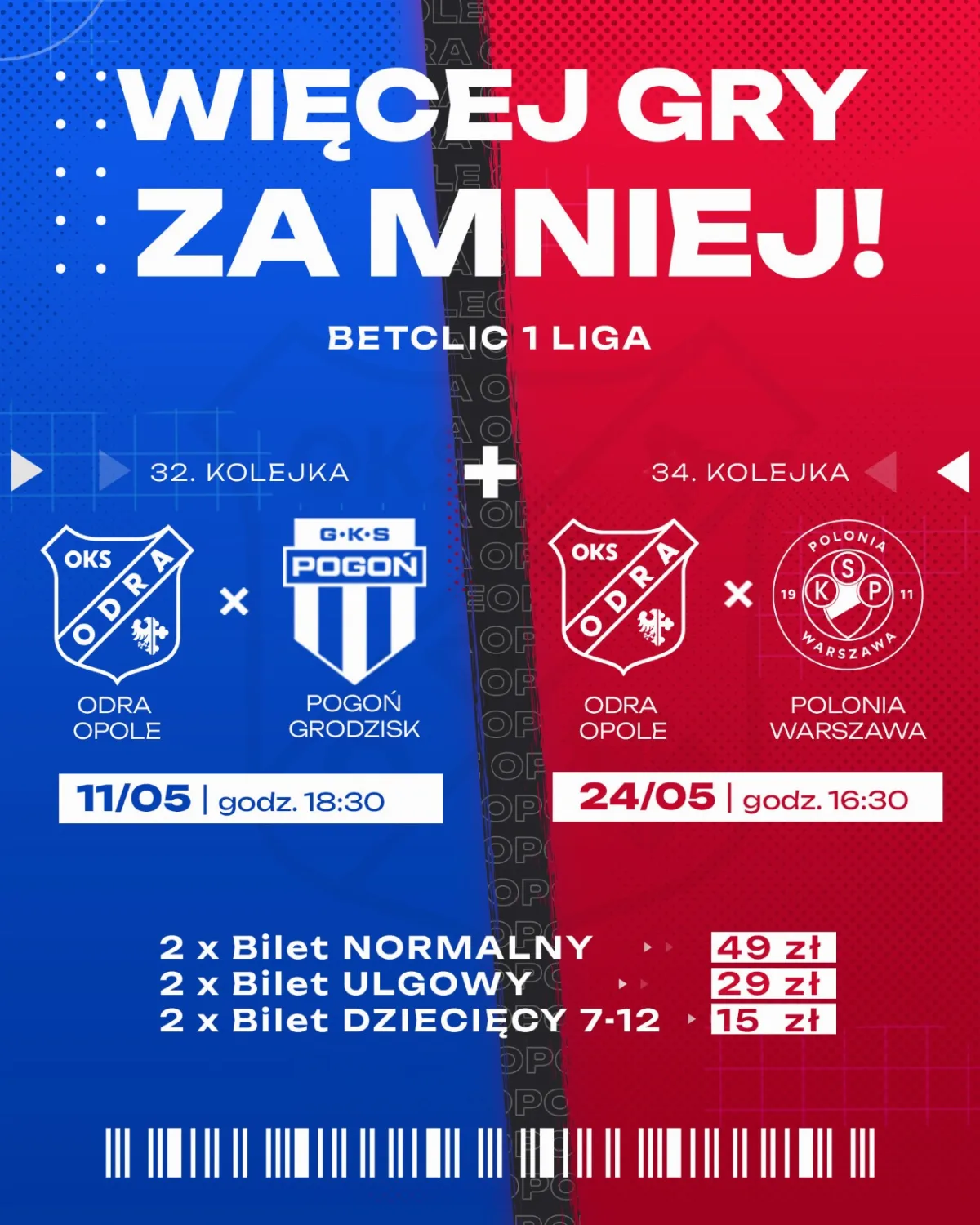 Specjalna oferta biletowa na ostatnie mecze Odry Opole